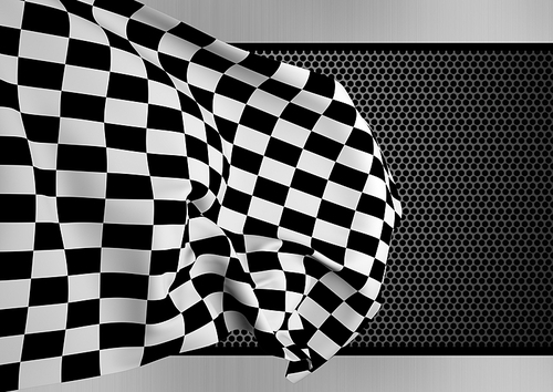Close-up of checker flag against digitally generated background