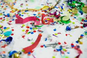 Close-up of various decorations on white background