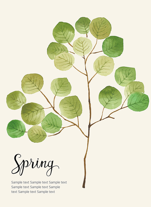 [일러스트]수채화-봄-나뭇가지