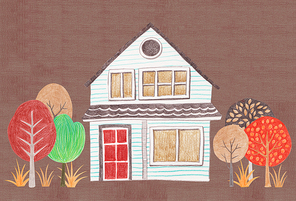 [일러스트] 가을색연필화-집