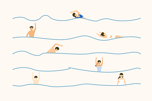 [일러스트] 수영하는 사람들