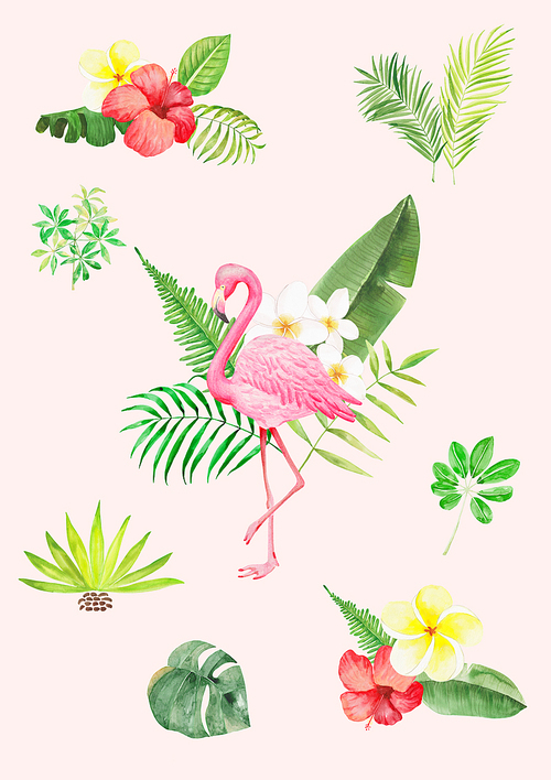 [일러스트] 열대 식물 수채화 포스터 07