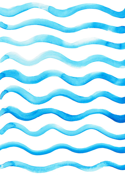 [일러스트] 파란색 수채화 패턴 - 곡선