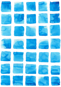 [일러스트] 파란색 수채화 패턴 - 사각형