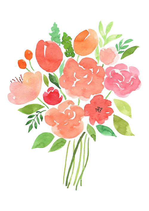 수채화 - 꽃다발