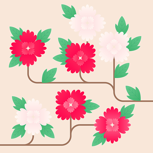 한국 전통 패턴 - 모란꽃
