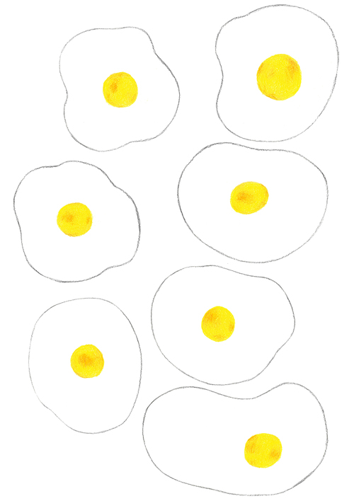 계란 프라이 색연필 그림