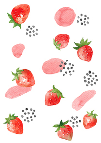 딸기 수채화 10