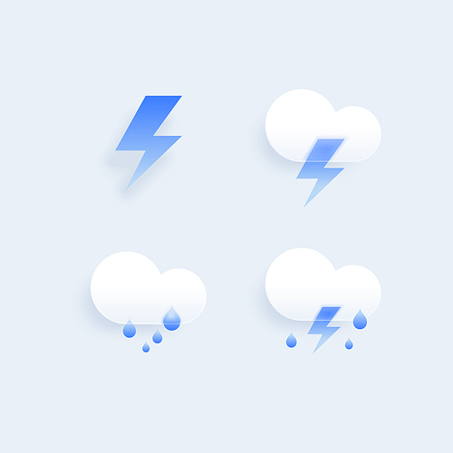 Set of different weather icons. Cloud, rain,moon, lightning,sonwflake. Vector illustration