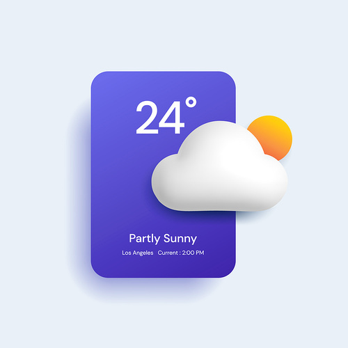 Set of different weather icons. Cloud, rain,moon, lightning,sonwflake. Vector illustration