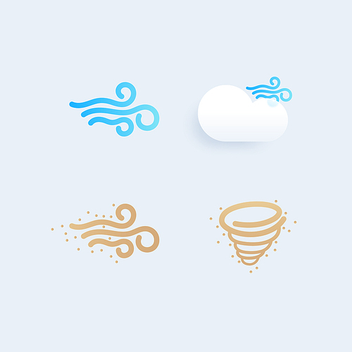 Set of different weather icons. Cloud, rain,moon, lightning,sonwflake. Vector illustration