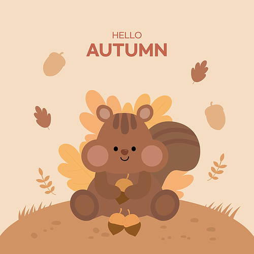 가을배경 귀여운 다람쥐