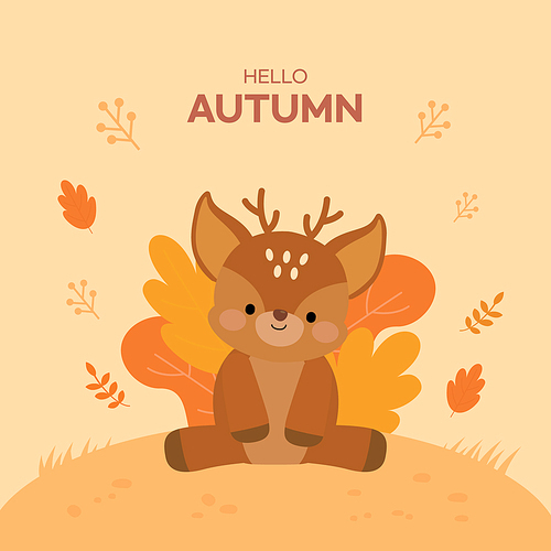 가을배경 귀여운 사슴