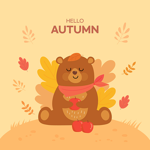 가을배경 귀여운 곰