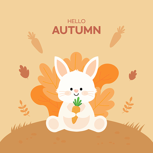 가을배경 귀여운 토끼