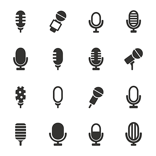 Set of icons a microphone. A vector illustration