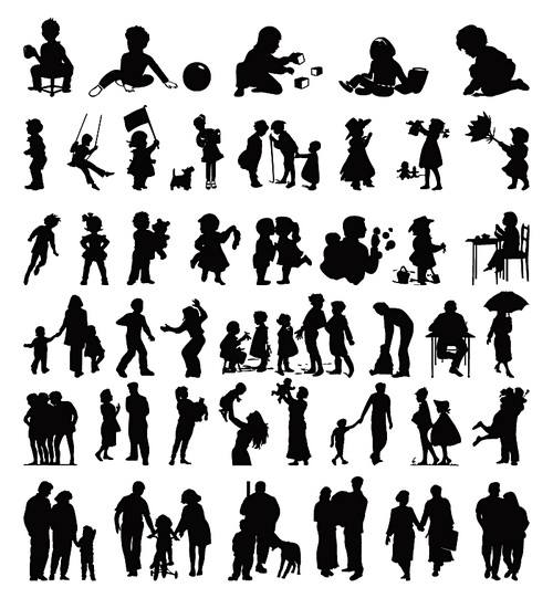 Family5. Silhouettes of a family and children it is black colours. A vector illustration