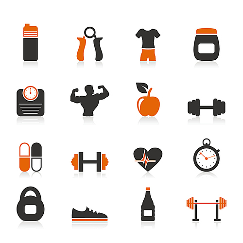 Set of icons fitness sports. A vector illustration