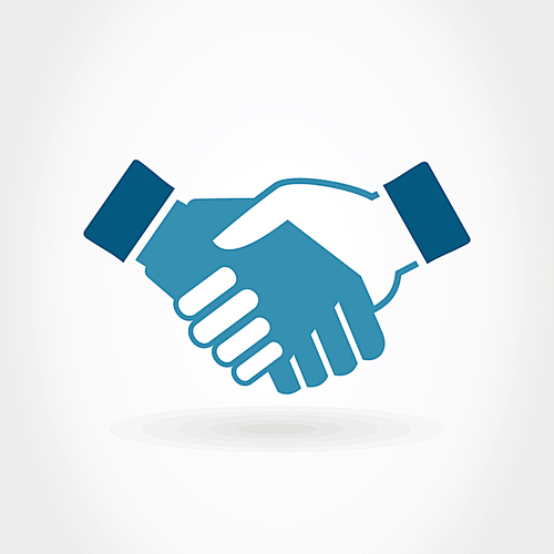 Hand shake on a grey background. A vector illustration