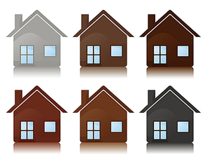 House icon2. Dark blue icons of small houses for web design. A vector illustration
