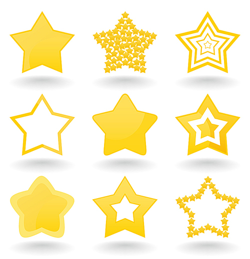 Icon a star. Set of icons of gold stars. A vector illustration