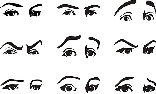 look. Different expression of an eye expressing emotions. A vector illustration