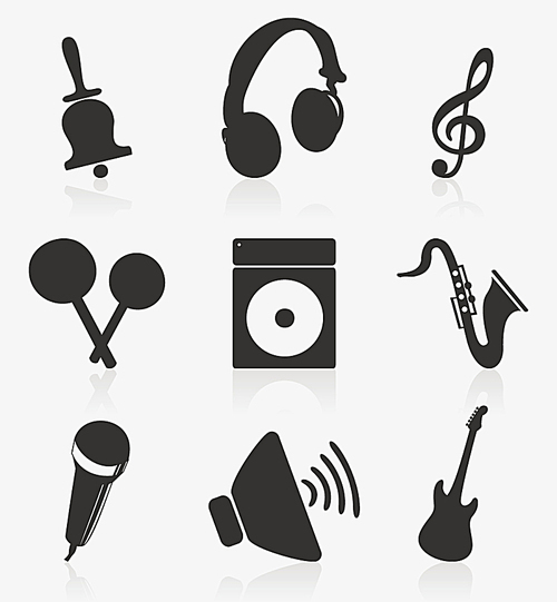 Musical icons3. Set of icons on a musical theme. A vector illustration