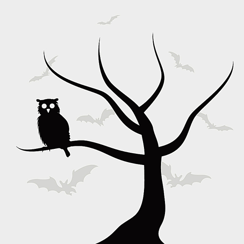 Owl2. The owl sits on a tree branch. A vector illustration