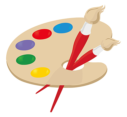 Palette2. Palette of the artist and brush. A vector illustration
