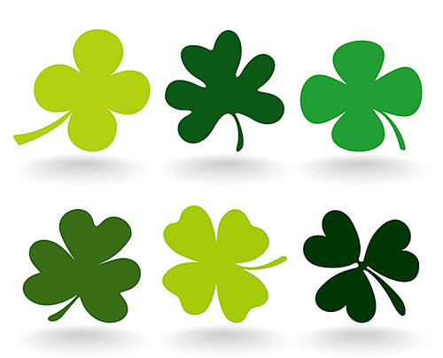 Patric3. Set of green leafs of a clover. A vector illustration