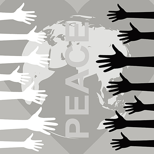 Peace. Hands to last against the world. A vector illustration