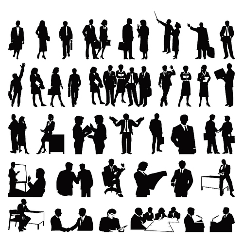 People of business. Black silhouettes of businessmen. A vector illustration