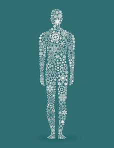The person made of snowflakes. A vector illustration