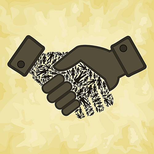 Hand shake made of the person. A vector illustration