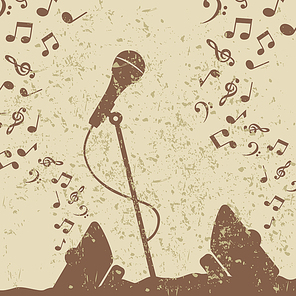 Retro a microphone2. Retro a microphone on a grey background. A vector illustration
