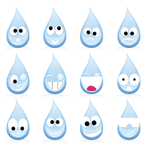 Smile a drop2. Blue drop of water and smile. A vector illustration