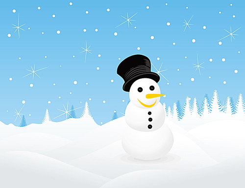 snowman2. The snowball costs on a snowdrift in the winter. A vector illustration