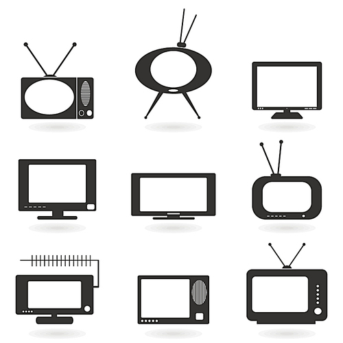Set of icons of the TV. A vector illustration