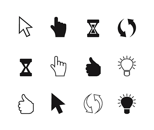 Set of icons the cursor. A vector illustration