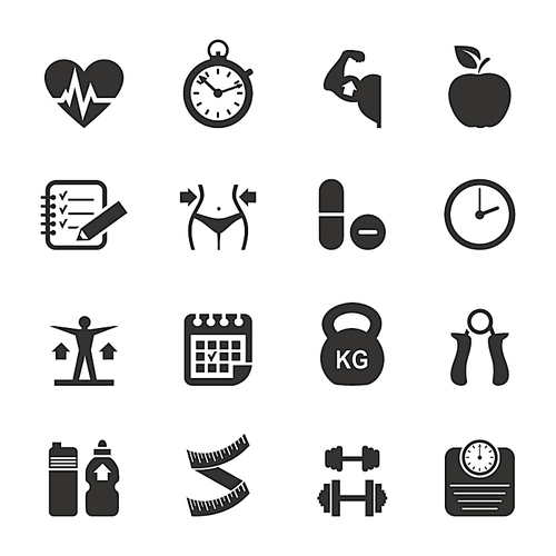 Set of icons sports medicine. A vector illustration