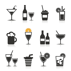 Set of icons alcohol. A vector illustration