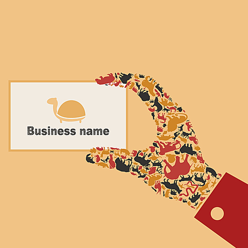 Hand made of animals. A vector illustration