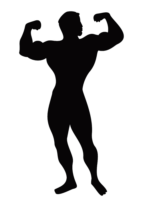 body builder. The man shows muscles. A vector illustration