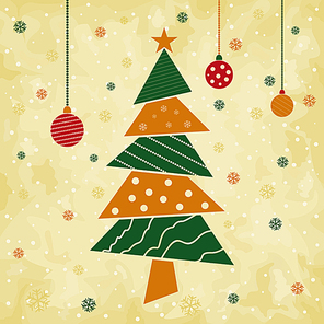 Christmas tree against an old paper. A vector illustration