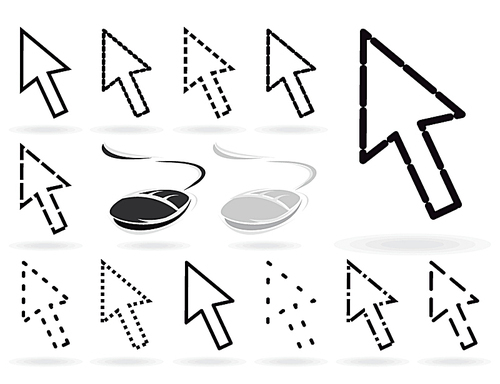 Computer arrow3. Set of arrows and mice for the computer. A vector illustration