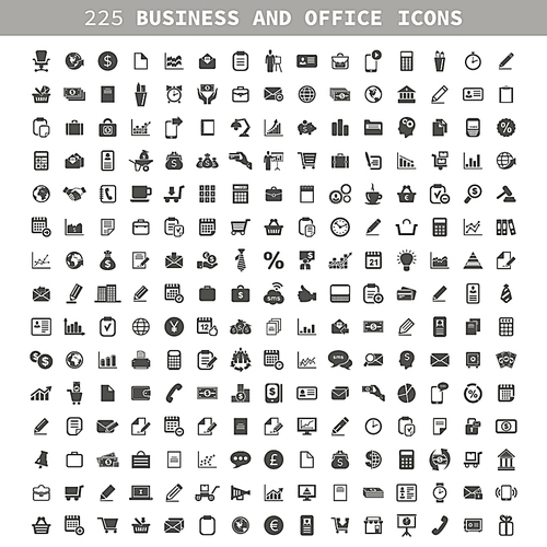 Collection of icons on a theme business and office. A vector illustration