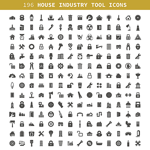 Collection of icons the housethe industrythe tool. A vector illustration