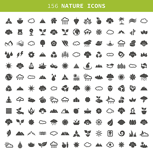 Collection of icons of the nature. A vector illustration