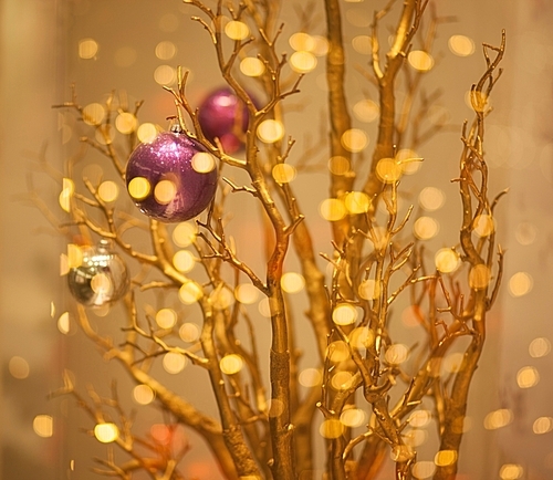 Christmas Tree Decoration - Glittering Golden Bokeh Background