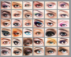 Mascara. Great Variety of Women's Eyes. Set of Eyeshadow